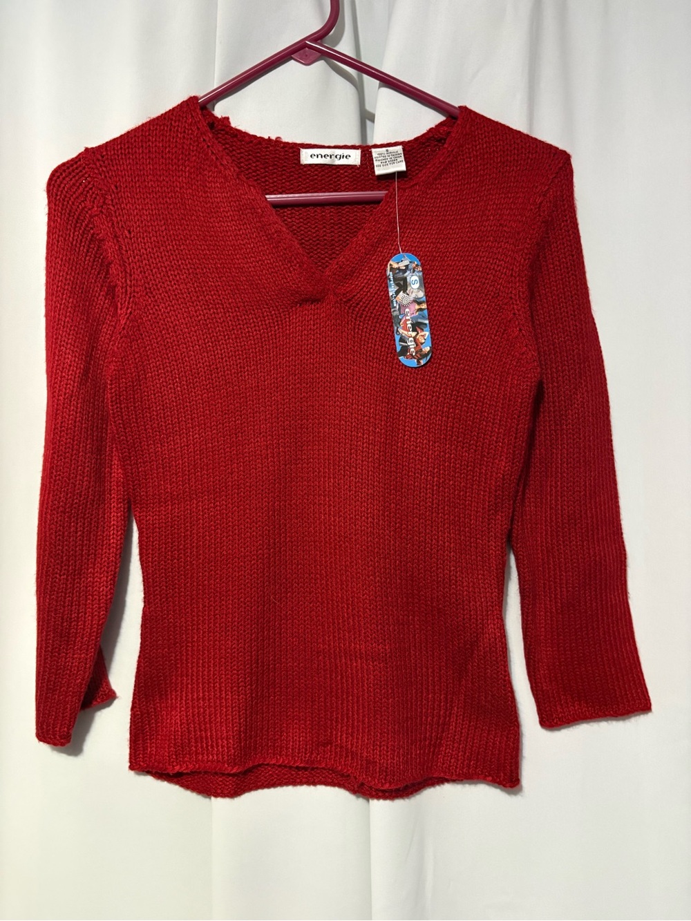 Energie Red V-Neck Knit Pullover
